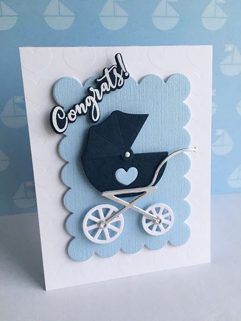 I'm in Haven: Baby Buggy for a Baby Boy! Baby Boy Cards Handmade, Baby Cards Handmade, Baby Boy Cards, Baby Buggy, Boy Cards, Congratulations Baby, Shower Bebe, Baby Stroller, Baby Shower Cards