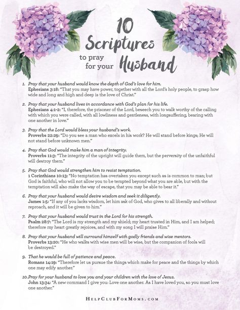 10 Scriptures to Pray for Your Husband – Printable! | Help Club for Moms Prayers For Prodigal Husband, Husband Bible, Praying For Husband, Love Quotes For Him Husband, Pray For Your Husband, Scriptures To Pray, Ministering Ideas, Take Every Thought Captive, Praying For Your Husband