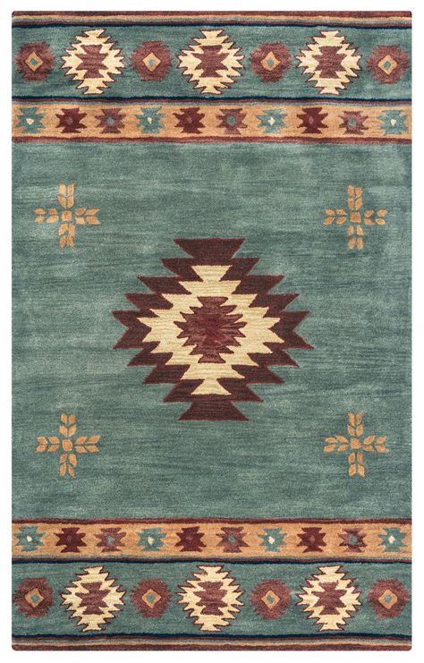 Southwest SU2007 Green Rug Western Area Rugs, Southwest Area Rugs, Southwest Rugs, Southwestern Area Rugs, Blue Grey Rug, Southwestern Design, Star Rug, Green Area Rugs, Beige Rug