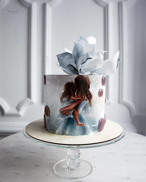 JUST FOR THE FEEL/IDEA OF THE CAKE. No recipes or tutorials. Cakes By Russian Chef Elena Gnut Elena Gnut, Fantasy Cake, Hand Painted Cakes, Cupcakes Decorados, Mothers Day Cake, Beautiful Cake, Painted Cakes, Decorated Cakes, Girl Cake