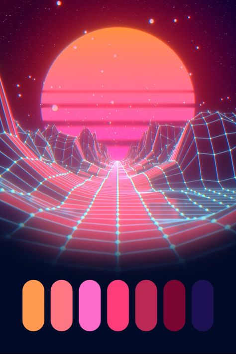 Neon Colour Palette, Synthwave Art, Neon Retro, Vaporwave Wallpaper, Free Lightroom Presets Portraits, Vaporwave Art, Iphone Art, Neon Backgrounds, New Retro Wave