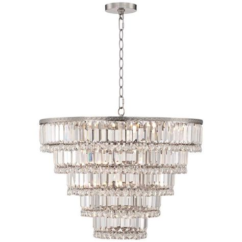 Magnificence Satin Nickel 24 1/2" Wide Crystal Chandelier - #1D961 | Lamps Plus Bathroom Chandelier, Nickel Chandelier, Crystal Wall Sconces, Crystal Ceiling Light, Colored Ceiling, Crystal Lighting, Crystal Wall, Beautiful Chandelier, Chandelier For Sale