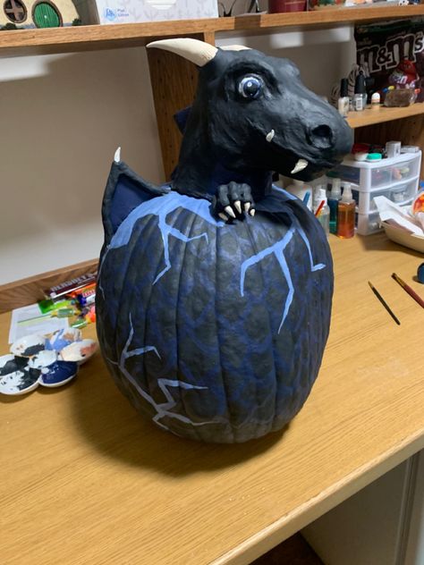 Pumpkin Painting Ideas Dinosaur, Dragon Painted Pumpkin, Alligator Pumpkin, Dragon Pumpkin, Halloween Pumpkin Dinosaur, Children Book Pumpkin Decorating, Painted Pumpkin Storybook, Story Book Pumpkin, Cheap Halloween Decorations