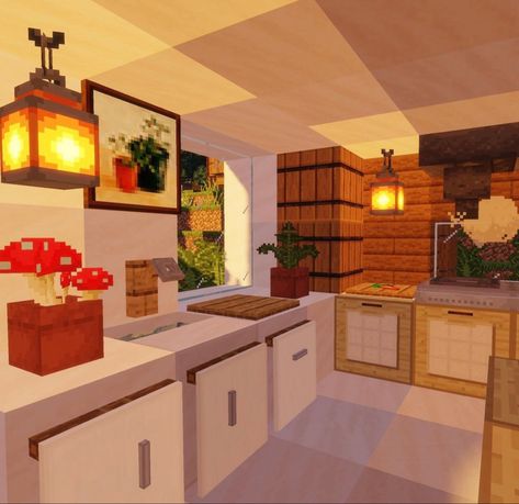 Check my Youtube channel for tutorial! (Large modern house) Kitchen Ideas Minecraft Modern, Minecraft Modern Kitchen Ideas, Small Kitchen Minecraft, Minecraft Building Ideas Kitchen, Large Modern House, Home Minecraft, Kitchen Minecraft, Minecraft Brick, Minecraft Furniture Ideas