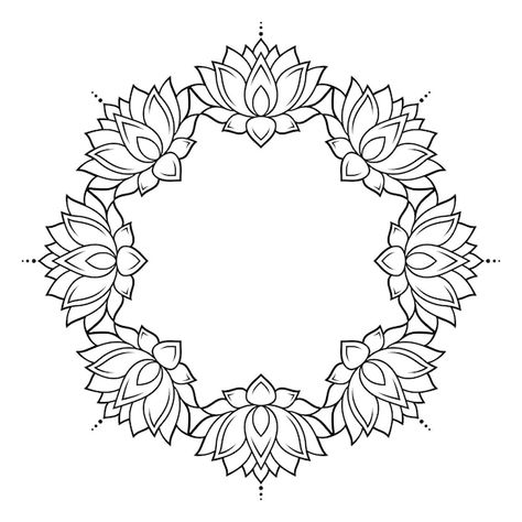 Lotus Mandala Design, Mehndi Flower, Mandala Sketch, Draw Vector, Henna Drawings, Very Easy Rangoli Designs, Henna Stencils, Flower Pattern Drawing, Easy Mandala Drawing