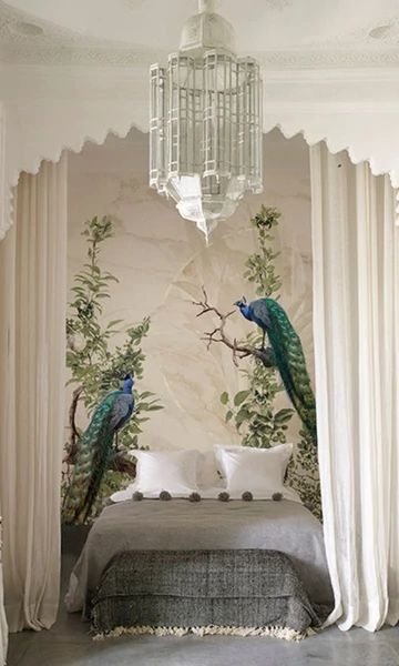 All Digital Print Murals – Page 27 – Walls Republic US Peacock Wallpaper, Styl Shabby Chic, Forest Mural, Tropical Bedrooms, Wallpaper For Wall, Peacock Decor, Estilo Tropical, Bedroom Murals, Gorgeous Bedrooms