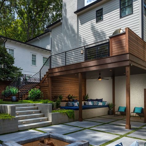 Daly Crawl Space Conversion After - Traditional - Exterior - Seattle - by Don Rasmussen Architect | Houzz Patio Under Decks, Deck Skirting, Under Deck, Contemporary Deck, Concrete Patios, Concrete Countertops Kitchen, Under Decks, Deck Designs Backyard, Deck Stairs