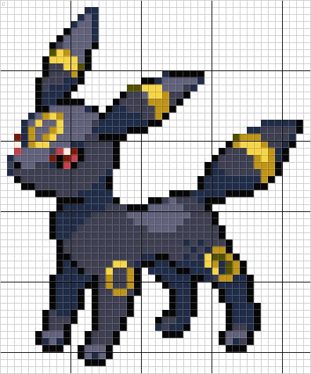 Pokemon Pixel Art 32x32, Pokemon Sprites Pixel Art, Pokemon Pixel Art, Umbreon Pokemon, Art Pokémon, Pixel Pokemon, Pixel Art Minecraft, Color Harmonies, Pokemon Cross Stitch Patterns