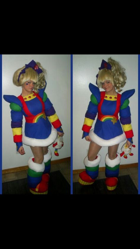 Rainbow brite costume Rainbow Bright Costume For Women Diy, Rainbow Bright Cosplay, Rainbow Bright Costume For Women, Rainbow Brite Costume Diy, Rainbow Bright Costume, Rainbow Bright Costumes, 80s Cartoon Costumes, Rainbow Brite Costume, Cartoon Halloween Costumes