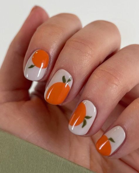 Noah Kahan Nail Ideas, Noah Kahan Nails, Tomato Nails, Orange Nail Art, Simple Fall Nails, May Nails, Hippie Nails, Orange Nails, Funky Nails