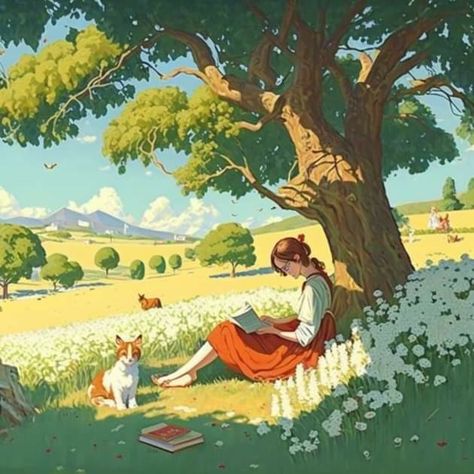 Reading Under A Tree Drawing, Person Sitting Under Tree Drawing, Sitting On A Tree Reference, Summer Tree Drawing, Sitting In Tree Pose Reference, Person In Landscape, Someone Reading A Book Drawing Reference, Person Sitting Under Tree, Sitting Under A Tree Drawing Reference