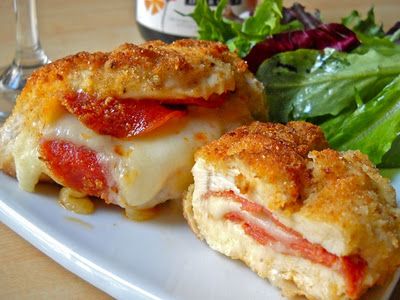 pepperoni and mozzarella stuffed chicken breasts Pepperoni Stuffed Chicken, Mozzarella Stuffed Chicken Breast, Mozzarella Stuffed Chicken, Pepperoni And Mozzarella, Pepperoni Chicken, Stuffed Chicken Breasts, Stuffed Chicken Breast, Mozzarella Chicken, Breast Recipe