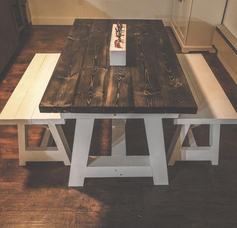 Building A Kids Table, Farmhouse Kids Table, Kids Table And Chairs Diy, Farmhouse Daycare, Kids Table Diy, Diy Kids Table And Chairs, Downstairs Playroom, Truss Table, Daycare Playroom