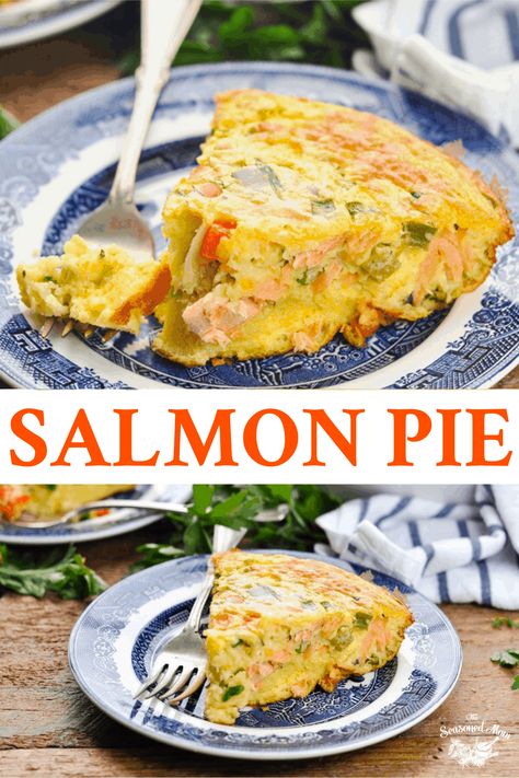 Salmon Pie Recipe, Canned Fish Recipes, Pies Savory, Impossible Pies, Shrimp Meals, Salmon Pie, Veggie Rolls, Best Salmon, Flaked Salmon