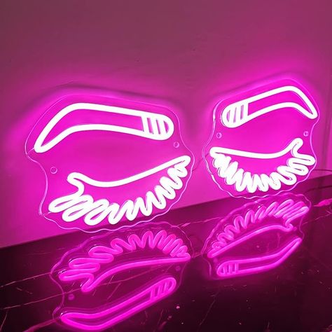 Eyebrow Eyelashes Neon Sign, LASH Brow Art Wall Decor LED Sign Light, Aesthetic Room Decor Beauty Salon Decor Light, for Bedroom Beauty Studio Bar Pub Barber Business Shops Office-20x8.2 Inch Medallion Wall Art, Led Wall Decor, Painted Wooden Signs, Photo Wall Decor, Room Wall Decoration, Lash Room, Wall Decor Lights, Light Room, Beauty Salon Decor