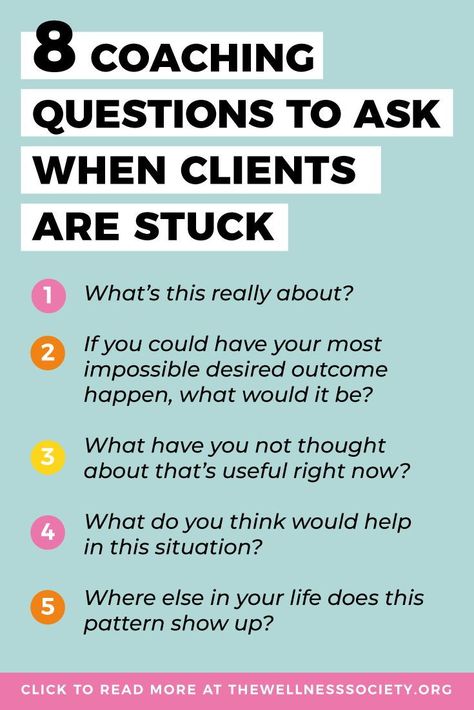 Looking for coaching questions inspiration? Head to our website to learn 8 key questions to ask when clients are stuck Imagine The Possibilities, High Mileage Coaching Questions, Health Coach Questions, Life Coach Questions, Life Coach Branding, Therapy Questions, Life Coach Business, Executive Coach, Coaching Questions