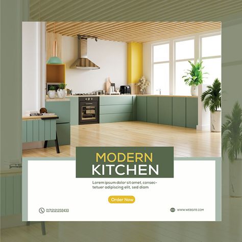 Interior Design Fliers, Kitchen Social Media Post Design, Properties Social Media Design, Social Media Furniture Post, Modular Kitchen Creative Ads, Home Decor Social Media Posts, Kitchen Social Media Design, Interior Social Media Post, Interior Design Social Media Posts