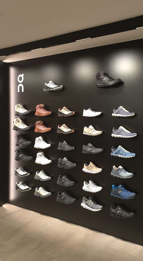 Shoes Store Design, Apple Store Interior, Sneaker Wall, Shoes Wall, Fancy Store, Shoe Store Design, Store Shelves Design, Retail Store Interior Design, Clothing Store Interior