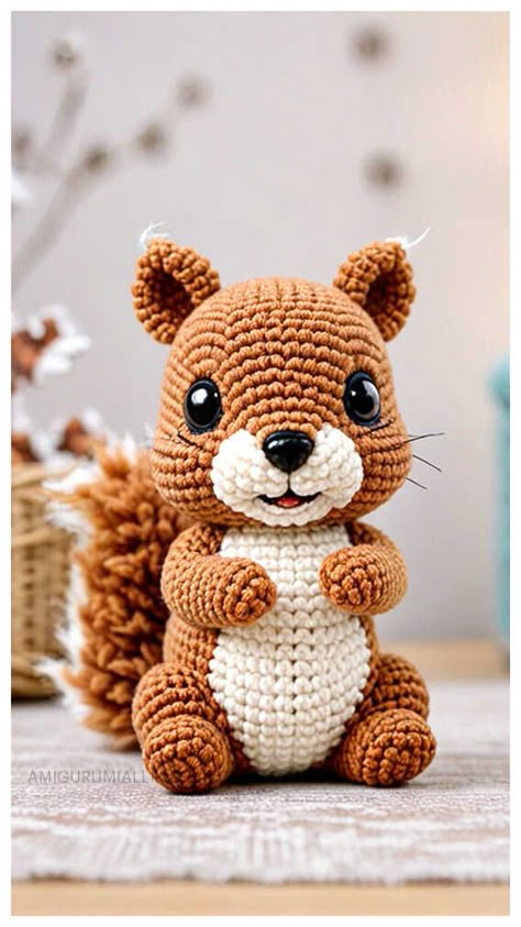 Crochet Squirrel, Stuffy Pattern, Squirrel Pattern, Crochet Star Patterns, Crochet Critters, Free Crochet Amigurumi, Crocheted Animals, Crochet Animal Amigurumi, Crochet Animals Free Patterns