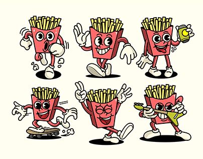 Check out new work on my @Behance profile: "Cute French Fries Characters" http://be.net/gallery/203157165/Cute-French-Fries-Characters Fries Illustration, French Fries Design, Profile Cute, Small Fry, Rubber Hose, French Fry, Retro Illustration, French Fries, Food Design