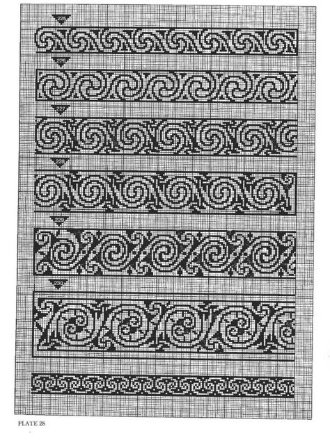 Borders or multi functional craft pattern use for: cross stitch chart or cross stitch pattern, crochet pattern, knitting, knotting pattern, beading pattern, weaving and tapestry design, pixel art, micro macrame, friendship bracelets, and other crafting projects. Fair Isle Chart, Celtic Cross Stitch, Celtic Weave, Celtic Patterns, Celtic Knotwork, Cross Stitch Borders, Celtic Art, Chart Design, Fair Isle Knitting