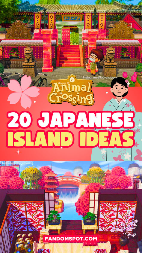 Custom Japan-themed islands in ACNH? Yes please! This inspo gallery offers almost two dozen ideas you can replicate that come with an Asian flair, perfectly matching any kind of Japanese aesthetic Acnh Japanese Villagers, Asian Acnh Island, Japanese Theme Acnh, Acnh Japanese Temple, Animal Crossing Island Ideas Japanese, Animal Crossing Japanese Neighborhood, Acnh Asian Style Island, Animal Crossing Fountain Ideas, Acnh Japanese Garden