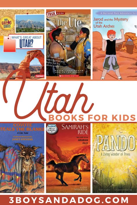 Our top picks of Utah Books for Kids will help children learn about the state of Utah. Includes picture books and chapter books. #booksforkids #statesstudy #utah #archesnationalpark #3boysandadog Kids Chapter Books, Utah Arches, Canyonlands National Park, 3 Boys, Utah National Parks, Books For Kids, Beautiful Park, Arches National Park, Chapter Books