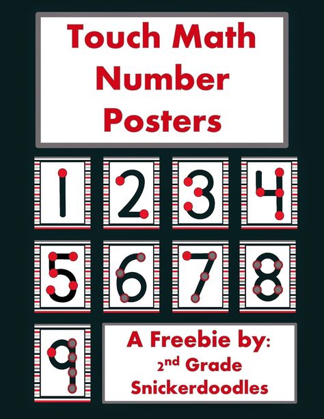 2nd Grade Snickerdoodles: Touch Math Number Posters Freebie Touchpoint Math Printables Free, Touch Math Printables, Touch Point Math, Math Preschool, Teacher Table, Touch Math, Number Posters, Daily 3, Math School