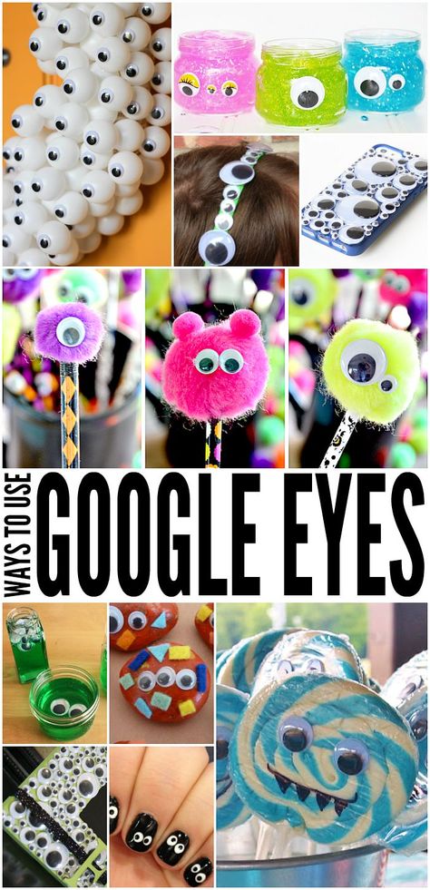 So many ways to use google eyes! These are such a cute kid's craft! Google Eye Crafts, Google Eyes, Craft Eyes, Painting And Drawing, Crafty Kids, Googly Eyes, Halloween Crafts For Kids, Childrens Crafts