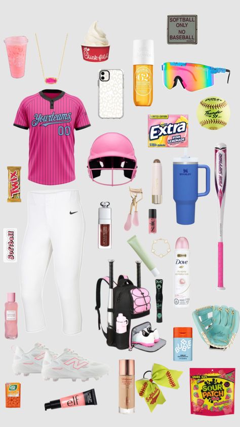 Softball outfit inspo Soft Ball Outfits, What To Wear To Softball Tryouts, Softball Aesthetic Outfit, Softball Equipment List, Softball Supplies, Softball Tournament Must Haves, Softball Outfits For Practice, Softball Practice Outfits, Softball Wishlist