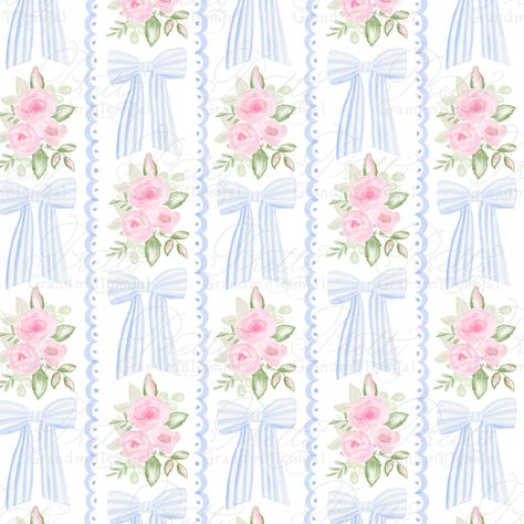 Watercolor Flowers Pattern, Bow Wallpaper, Pattern Watercolor, Scallop Edge, Preppy Wallpaper, Phone Wallpaper Patterns, Cute Patterns Wallpaper, Art Collage Wall, Summer Wallpaper