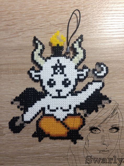 Little Baphomet Perler Viking Perler Beads, Punk Perler Beads, Witchy Perler Beads, Tarot Perler Beads, Halloween Fuse Beads, Creepy Perler Bead Patterns, Mothman Perler Bead, Svddendeath Perler, Goth Perler Beads