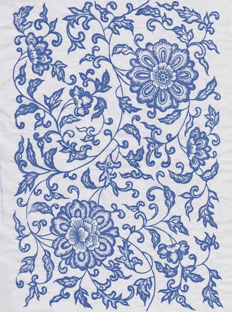 Porcelain Flower Pattern, Chinese Ceramics Pattern, Blue China Print, Blue China Patterns, Underglaze Transfer, Ceramics Painting, Porcelain Print, Bedroom Blue, Repeat Prints