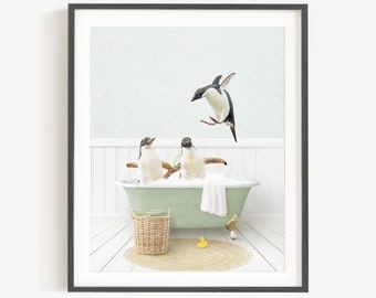 AmyPetersonArtStudio - Original Bathtub Animals, Baby Animals, Nursery Art - Etsy Kids Bathroom Wall Art, Cottage Bath, Laundry Wall Art, Vintage Bathtub, Tub Bathroom, Laundry Room Signs, Laundry Decor, Decor Baie, Arte Animal