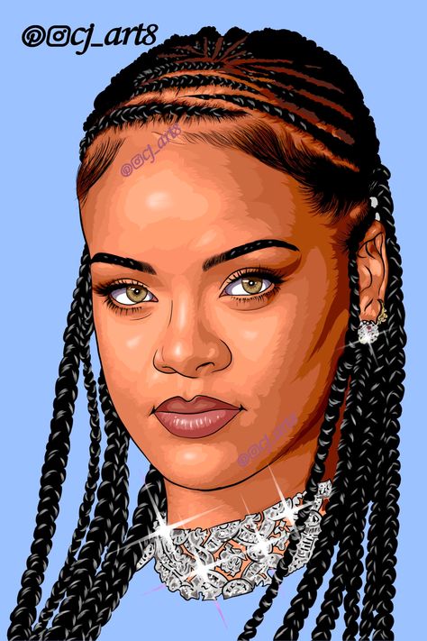 This cartoon art of Rihanna is hands down one of my favorite creations. It garnered a ton of attention on IG, making it extra meaningful to me. . . . #badgirlriri #rihanaart Celebrity Art Portraits, Clothing Labels Design, Painted Clothes Diy, Labels Design, Old Fan, Cartoon Artwork, Danger Zone, African People, Art Portraits