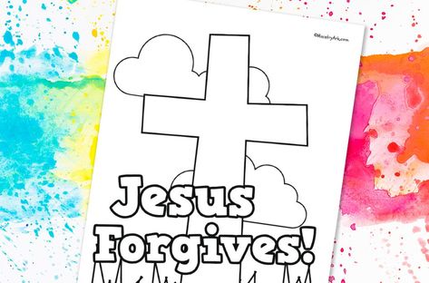 'Jesus Forgives' Printable • MinistryArk Forgiveness Craft, Jesus Forgives, Story Crafts, The Easter Story, Children's Church Crafts, Bible Story Crafts, Bible Printables, Kids Ministry, Easter Story