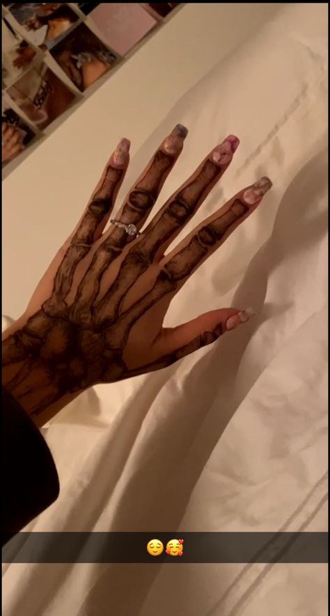 Cute Skeleton Hand Tattoo, Women Skull Hand Tattoo, Skull Face Hand Tattoo For Women, Skeleton Hand Tattoos Black Women, Skull Tattoos On Hands Women, Tattoo Ideas Female Skull Hand, Skelly Hand Tattoo, Hand Tattoos For Women Bones, Hand Tats Skeleton