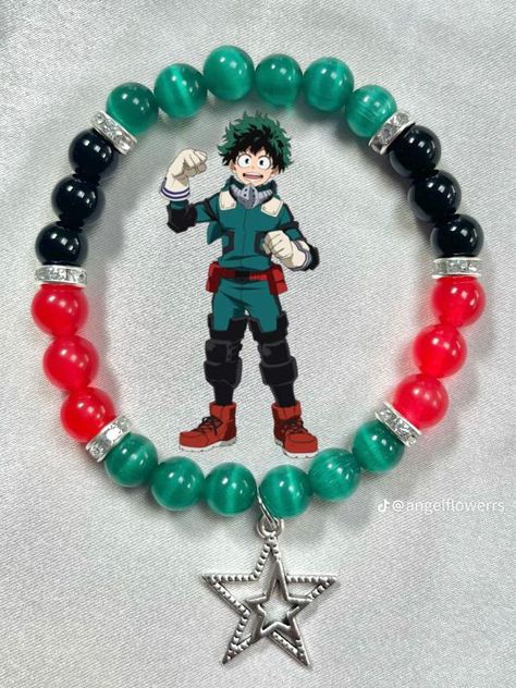 Bkdk Bracelet, Deku Bracelet, Demon Slayer Bracelet Ideas, Mha Bracelet Ideas, Bakugo Bracelet, Anime Bracelet Ideas, Anime Bead Bracelet, Mha Bracelet, Character Bracelets