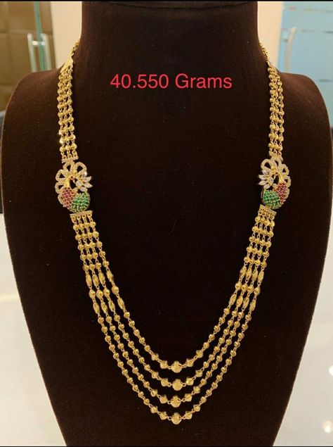 Haaram Designs Gold Latest Simple, Step Haram Designs Gold Latest, Haaram Designs Gold Latest, Mohan Mala, Latest Gold Design, Haaram Designs, Lakshmi Haram, Multi Layered Necklace, Gold Jewels Design