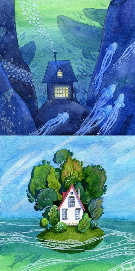 Houses Illustration Art, Watercolor Picture Book Illustration, Children’s Illustration Art, Watercolor Childrens Illustration Book, Watercolour Childrens Book Illustration, Watercolor Book Illustration, Cute Watercolor Illustration, Illustration Children's Books, Childrens Illustrations Book