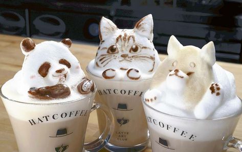 Japan Coffee Shop, 3d Latte Art, Milk Art, 3d Coffee, Foam Art, Art Masterpieces, Strawberry Syrup, Milk Foam, Japan News