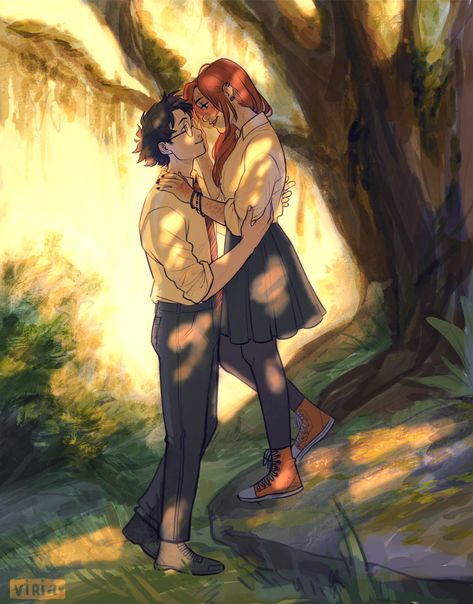 Ginny Weasley Fan Art, James And Lily, Harry Potter Ginny Weasley, Harry Potter Ginny, Harry And Ginny, Harry Potter Artwork, Harry Potter Drawings, Lily Evans, Ginny Weasley