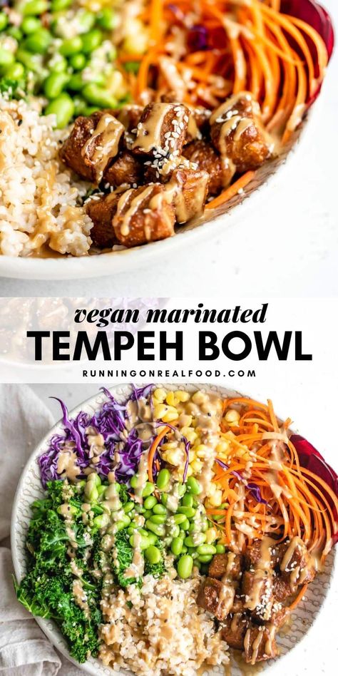 Tempeh Grain Bowl, Tempeh Taco Bowl, Tempeh Buddha Bowl, Tempeh Meal Prep, Plant Based Buddha Bowl, Tempeh Bowl, Resep Vegan, Marinated Tempeh, Healthy Bowl