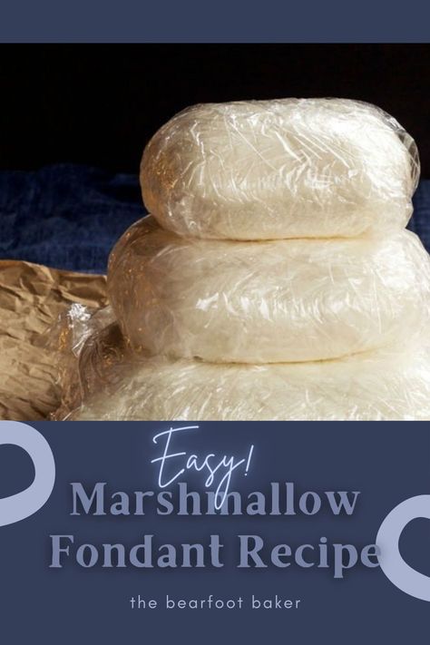 This easy marshmallow fondant recipe will make your cakes look professional! This tutorial and recipe will walk you through exactly how to make marshmallow fondant from scratch! #marshmallowfondant #fondantrecipe #thebearfootbaker Good Tasting Fondant Recipe, Diy Marshmallow Fondant, Home Made Fondant Recipe, Best Fondant Recipe, Recipes Using Marshmallows, Marshmallow Fondant Recipe, Fondant Recipes, Making Characters, Gluten Free Marshmallows