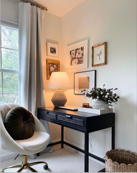 Office Desk Against Wall, Guest Bedroom With Desk, Bedroom With Desk, 2024 Home Decor Trends, Wfh Desk, 2024 Home Decor, Entryway Inspiration, Small Home Offices, Guest Bedroom Decor