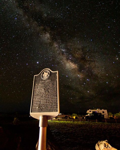 The Marfa Lights Viewing Center is a great place to scan the skies for mystery lights, and also just take in the beautiful Big Bend night sky! “﻿Mystery and History”, #AlpineTXPhoto Contest photo by Richard Acosta #alpinetexas #marfamysterylights #milkyway Alpine Texas, Marfa Lights, Marfa Texas, Big Bend, Space Needle, Photo Contest, Milky Way, Night Sky, Night Skies