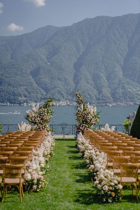 Married in front of the water is so dreamy | Destination wedding, Italy wedding, Italy wedding planners, Amalfi Coast, Lake Como, wedding planner, luxury wedding, glamorous wedding, Tuscany, wedding inspo, wedding inspiration, wedding planning, italy elopement, italy wedding venue, wedding tablescape, classic wedding decor, wedding table centerpiece, floral wedding table centerpiece, tented wedding reception, outdoor wedding, italian, wedding, italia wedding, rustic italian wedding Rustic Italian Wedding, Italian Wedding Venues, Destination Wedding Italy, Como Wedding, Dream Wedding Decorations, Wedding Ceremony Arch, Water Wedding, Dream Wedding Venues, Lake Como Wedding