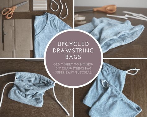 Repurpose an old t-shirt into a No-Sew Super Easy Upcycled Drawstring Bag. It's super simple and you can finish in less than 30 minutes. Check it out now and put your old t-shirts to good use! Sew Drawstring Bag, Waste Free Living, Upcycle Clothes Diy, Zero Waste Living, Zero Waste Lifestyle, Kids Create, Happy Travels, Upcycled Crafts, Old T Shirts