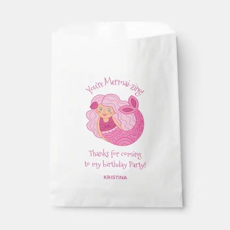 Mermaid Birthday Party Favor Bags | Zazzle.com Mermaid Party Games, Birthday Party Favor Bags, Favor Bags Birthday, Whimsical Mermaid, Girl Birthday Party Favors, Mermaid Birthday Invitations, Mermaid Parties, Birthday Candy, Mermaid Gifts