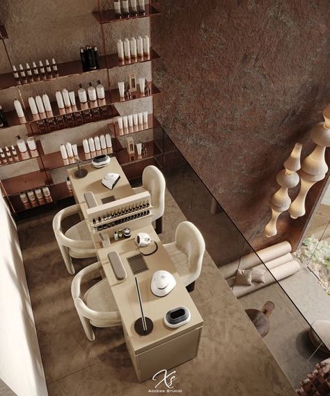 Wabi Sabi Nail Salon, Hair And Nail Salon Interior, Wabi Sabi Salon Interior, Wabi Sabi Hair Salon, Wabi Sabi Beauty Salon, Wabi Sabi Spa Design, Nails Interior Design, Nails Salon Design Ideas, Wabi Sabi Spa